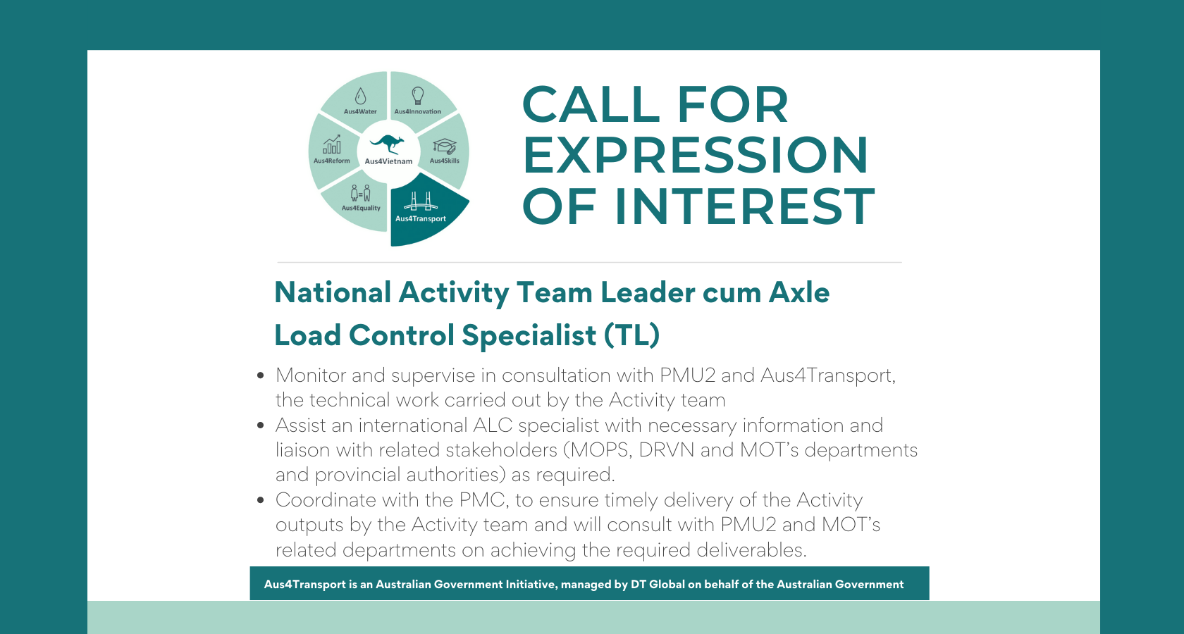 aus4Transport - National Activity Team Leader cum Axle Load Control Specialist (TL)
