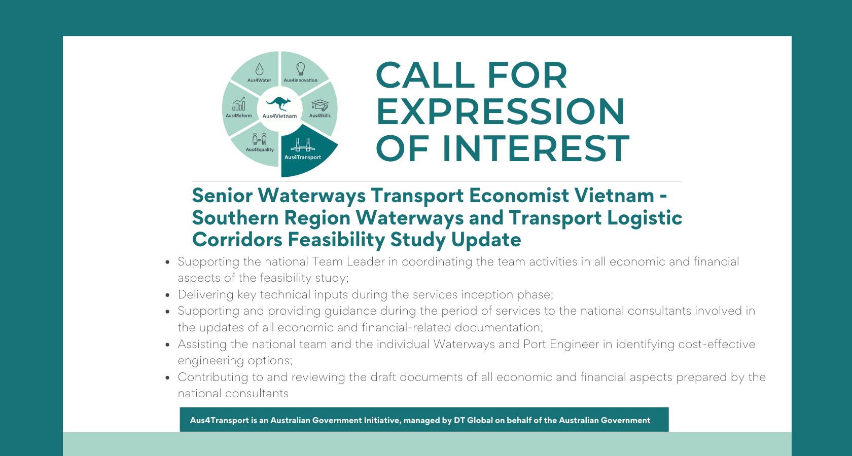Aus4Transport - Recruitment of a Senior Waterways Transport Economist;